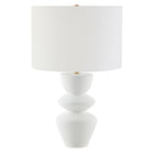 Hudson&Canal - Lampe de table Cassian 63 cm de haut avec abat-jour en tissu - Blanc mat/laiton/blanc-Design moderne et contemporain pour votre salon, espace de travail ou table de chevet