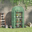 Outsunny 4-Tier Mini Greenhouse with Storage Shelves - Roll-Up Zippered Door - Steel Frame and PE Cover- Metal shelves give a handy holding place for plants and pots
 