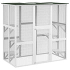 PawHut - Enclos extérieur pour chat avec toit en asphalte, 6 plateformes de saut, 71 po L x 39 po l x 71 po H, blanc-Enclos extérieur pour chats en bois entièrement fermé pouvant accueillir plusieurs animaux 