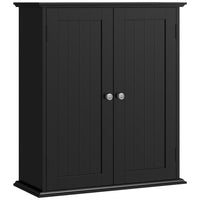 HOMCOM Medicine Cabinet with Adjustable Shelf and 2 Doors - Black-Wall-mounted design saves valuable floor space in any room