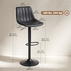 HOMCOM Adjustable Leathaire Swivel Bar Stools with Back - Black - 2 Pack-Stable and reliable powder-coated metal frame
