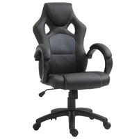HOMCOM Racecar Style Office Chair - Grey-Comfortable design with soft PU leather, padded seat providing extra comfort