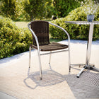 Flash Furniture Commercial Aluminum & Dark Brown Rattan Indoor-Outdoor Restaurant Stack Chair-Stacks up to 20 Chairs High