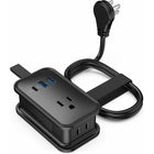 Uncaged Ergonomics Travel Charger - 4 AC - 2 USB - 1 USB-C - Black-2 3-Prong Outlet.