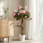 Outsunny 3' Decorative Artificial Rose Tree with Realistic Flowers - Pink-No assembly required