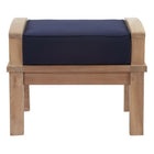 Modway Marina Outdoor Patio Teak Ottoman - Natural/Navy-Machine Washable Covers