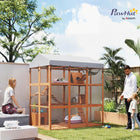 PawHut 81" H Catio Outdoor Enclosure - Orange-Spacious with condos, platforms, ladders, ramps, and a hammock 