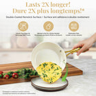Gotham Steel Naturals Ceramic Nonstick Cookware Set - Cream with Gold Handles - 15-Piece-Oven safe to 500˚Fahrenheit