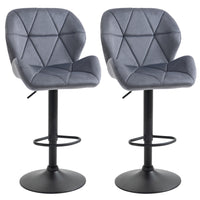 HOMCOM Adjustable Counter Height Fabric Bar Stools - Grey - 2 Pack-Packaged in a set of 2

