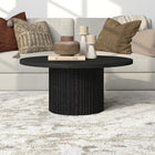 Hudson&Canal Rollan 32"W Round Coffee Table - Black Grain-Features easy assembly