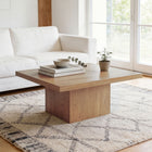 HOMCOM Square Coffee Table with Thick Top - Natural Wood-Robust MDF construction ensures durability and long-lasting performance