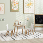 Qaba - Ensemble table et chaises pour enfants 3 pièces avec sac en filet et chaises en forme d'ours-Le couvercle amovible révèle un sac de rangement en filet pour jouets et livres 