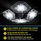 Bell+Howell Quadburst 360 Shop Light Pro Ultra-Bright Ceiling Light-8000 lumens ultra bright: high output lighting for clear visibility on tools, benches, storage areas, and workspaces