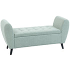 HOMCOM Upholstered Storage Bench with Armrests - Green-Button-tufted design adds a touch of elegant glamour to your house;
