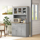 HOMCOM 71" H Pantry Cabinet with Microwave Space and Buffet Hutch - Grey-Adjustable shelves customize storage for taller kitchen items 