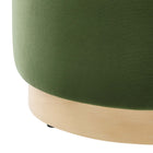 Modway Tilden 16" Round Performance Velvet Upholstered Ottoman - Moss Green/Natural-Weight Capacity: 506 lbs.