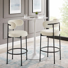 Modway Albie Boucle Fabric Bar Stools - Ivory/Black - 2 Pack-Tubular Metal Base