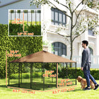PawHut Outdoor Dog Kennel with Canopy and Rotating Bowls - 6.9' x 6.9' x 5' - Coffee-Spacious size 