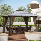Outsunny - Rideaux de gazebo 10 pi L x 12 pi l avec portes à fermeture éclair, crochets/anneaux en C pour patio, rideaux seulement, brun-Fabriqué en tissu polyester résistant et de haute qualité  