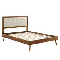 Modway Willow Wood Queen Platform Bed with Splayed Legs - Walnut Beige-Queen Platform Bed Frame