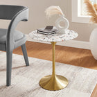 Modway Lippa 20" Round Terrazzo Side Table - Gold Terrazzo-Brushed Gold Stainless Steel Pedestal Base
