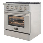 Kucht 30" KNG Series Pro Style Natural Gas Range - Stainless Steel-Heavy-duty cast-iron cooking grates withstand intense heat and allow cookware to move between burners without lifting