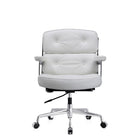 Plata Import - Chaise de bureau élégante Chaise réglable en similicuir avec cadre en aluminium poli, Blanc-Mecanisme d'inclinaison