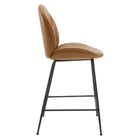 Modway - Scoop Jambe en acier revêtu de poudre noire Cuir végane Tabouret de comptoir - Tan-Assemblée requise