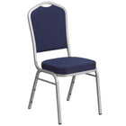 Flash Furniture HERCULES Series Crown Back Stacking Banquet Chair in Navy Fabric - Silver Frame-500 lb. Weight Capacity