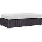 Modway Convene Outdoor Patio Fabric Rectangle Ottoman - Espresso/White-Synthetic Rattan Weave
