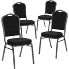 Flash Furniture HERCULES Series Crown Back Stacking Banquet Chair with Silver Vein Frame - Black Dot Patterned Fabric-Set of 4 Multipurpose Banquet Chairs