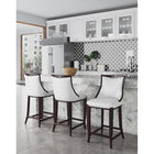 Manhattan Comfort - Emperor tabouret de bar traditionnel 19" en similicuir capitonné - blanc perle et noyer - lot de 3-Cadre en bois de hêtre massif avec une riche finition en noyer