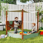 Qaba - Bac à sable en bois pour enfants avec auvent, mur de sable et revêtement de fond - 45,7" x 44,3" - Vert-Les bacs servent de rangement pour jouets ou d'éléments de jeu interactifs  