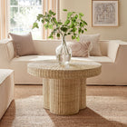 Modway Ainsley 32" Round Natural Rattan Coffee Table - Natural-Tri-Leg Base