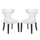 Modway Curve Vinyl Dining Chair - White - 2 Pack-Solid Wood Frame