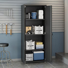 Manhattan Comfort Fortress Modern Garage Cabinet - 30.3" W x 74.8" H - Charcoal Grey-Recessed Metal Handle