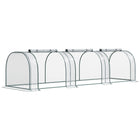 Outsunny - Serre tunnel mini en plastique 11,5 pi L x 3 pi l x 2,6 pi H avec structure en acier et portes zippées- Serre de jardin avec tubes en acier de haute qualité et housse en plastique  
