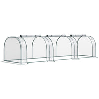 Outsunny - Serre tunnel mini en plastique 11,5 pi L x 3 pi l x 2,6 pi H avec structure en acier et portes zippées- Serre de jardin avec tubes en acier de haute qualité et housse en plastique  

