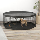 PawHut 8-Panel Foldable Dog Playpen with Bottom Pad & Top Cover - 24" L-Eight panels create adjustable shapes for various spaces
