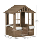 Outsunny - Cabane de jeu extérieure en bois pour enfants avec portes et pots de fleurs - Marron-Trois fenêtres offrent une bonne ventilation et une bonne vue