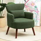 HOMCOM Accent Chair with Solid Wood Legs - Lumbar Pillow - Thick Seat for Living Room - Green-Soft corduroy fabric and extra lumbar pillow offer an optimal seating experience 
