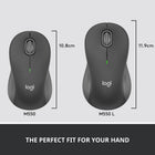 Logitech Signature M550 L Full Size Wireless Mouse - For Large Sized Hands - Graphite-Upgrade your comfort: This work mouse provides long hours of comfort thanks to a contoured shape, soft thumb area, and rubber side grips that keep your hand snug and in place