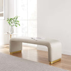 Modway Koda Performance Velvet Waterfall Long Bench - Brass/Almond-Stain-Resistant Fabric