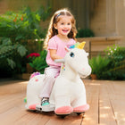 Qaba 6V Kids Ride on Unicorn with Music Forward - White-Seat height of 10.2" (26 cm) allows comfortable sitting for children 