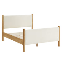 Modway Maven Queen Size Boucle Upholstered Platform Bed - Feather Oak-Wooden Bed Frame