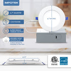Impotek 6" LED 12W 5CCT Dimmable Recessed Ceiling Light - 6 Pack-Exceptional Brightness & Adjustable Dimming - Illuminate your space with the pinnacle of LED technology. Our recessed ceiling light boasts superior lumens for unparalleled brightness while maintaining energy efficiency at just 12 Watts for 1050 lumens. Experience smooth dimming from 5% to 100%, ensuring compatibility with a wide range of dimmers on the market. Please note, a dimmer is not included