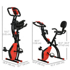 Soozier - Vélo D’Exercice Pliable 3 En 1 Avec Résistance Magnétique À 8 Niveaux - Rouge-Comprend une paire de cordes de tension pour améliorer la force du haut du corps  