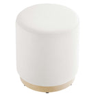 Modway Tilden 16" Round Performance Velvet Upholstered Ottoman - Alabaster/Natural-Arrives Fully Assembled
