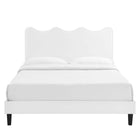 Modway Current Performance Velours Lit Plateforme Twin Avec Pieds en Bois Noir - Blanc-Pieds en bois noir avec capuchons sans marque
