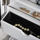 HOMCOM Mirror Jewelry Cabinet - 12.5" L x 5.3" W x 51.2" H - White-Ample storage space with earring and necklace hooks, 1 plastic bag and multiple storage shelves 